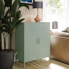 Marina Metal Storage Cabinet With 2 Doors In Pale Green - UK