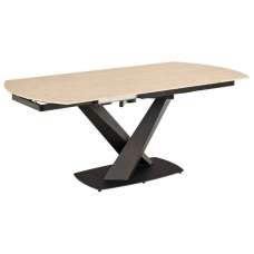 Marina Small Ceramic Extending Dining Table With Steel Base - Marona Sand - UK