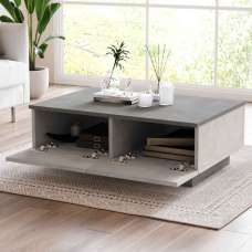 Marina Wooden Coffee Table with Flap Door in Silver and Anthracite - UK