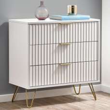 Marius Wooden Chest Of 3 Drawers In Matt White - UK