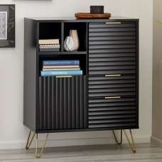 Marius Wooden Sideboard With 2 Doors 2 Drawers In Matt Black - UK