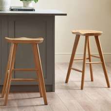 Markham Natural Wooden Bar Stools - Pair - UK