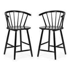 Marleno Black Wooden Bar Stools in Pair - UK