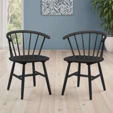 Marleno Black Wooden Dining Chairs in Pair - UK