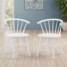 Marleno White Wooden Dining Chairs in Pair - UK