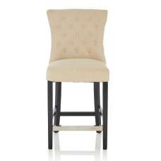Marlon Bar Stool In Cream Fabric With Black Legs