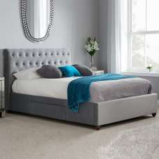 Marlowe Fabric Super King Size Bed With 2 Drawers In Grey - UK