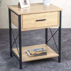 Marquette Wooden End Table With 1 Drawer In Oak And Black - UK