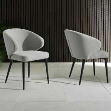 Mars Light Grey Fabric Dining Chairs With Black Legs - Pair - UK