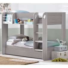 Mars Wooden Children Bunk Bed With Ladder In Grey Oak - UK