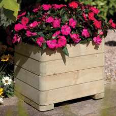 Marsden Wooden Garden Square Planter In Natural - UK