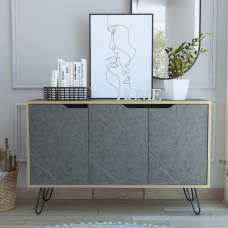 Marsett Wooden Sideboard With 3 Doors In Oak And Grey - UK