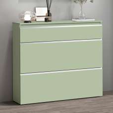 Marshall 120cm Wooden Shoe Cabinet With 2 Flap Doors In Sage Green - UK