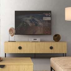 Marshfield Wooden TV Stand With 4 Doors In Oak Baltic - UK