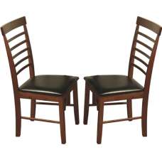 Marsic Dark Oak Wooden Dining Chairs With Leather Seat In Pair - UK