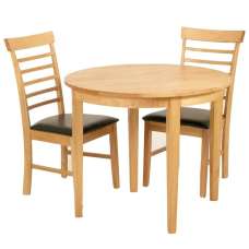 Marsic Wooden Half Moon Dining Table With 2 Chairs In Light Oak - UK