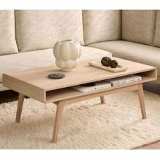 Marta Wooden Coffee Table With Self - White Oak - UK