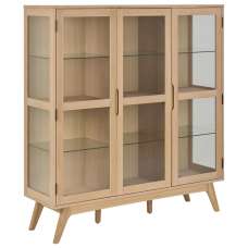 Marta Wooden Display Cabinet With 3 Doors In White Oak - UK