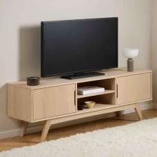 Marta Wooden TV Stand With 2 Doors - Oak - UK