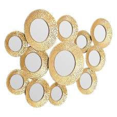 Martico Hammered Multi Circle Wall Mirror In Gold Frame - UK