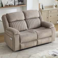 Martinez Fabric Electric Recliner 2 Seater Sofa - Taupe - UK