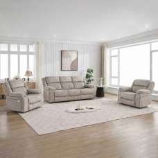 Martinez Fabric Electric Recliner 3+1+1 Seater Sofa Set - Taupe - UK