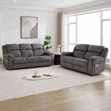 Martinez Fabric Electric Recliner 3+2 Seater Sofa Set - Slate Grey - UK