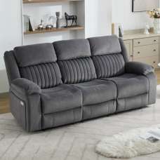 Martinez Fabric Electric Recliner 3 Seater Sofa - Slate Grey - UK