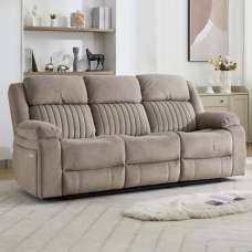 Martinez Fabric Electric Recliner 3 Seater Sofa - Taupe - UK