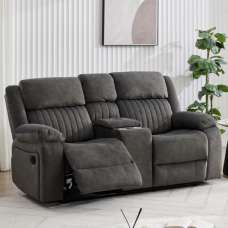 Martinez Fabric Recliner 2 Seater Sofa With Console In Iron - UK