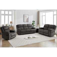Martinez Fabric Recliner Sofa Suite In Iron - UK