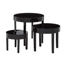 Martos High Gloss Nest of 3 Tables In Black - UK