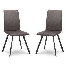 Marvon Charcoal Grey Fabric Dining Chairs with Black Legs in Pair - UK