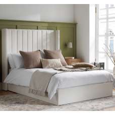 Maspeth Fabric Ottoman Storage King Size Bed In Cream - UK