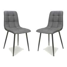 Massa Grey Faux Leather Dining Chairs In Pair - UK