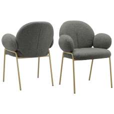Mavero Dark Grey Fabric Dining Chairs in Pair - UK