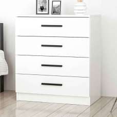 Mavero Wooden Chest of 4 Drawers in White - UK