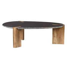 Mavon Black Marble Top Coffee Table with Mango Wood Base - UK