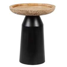 Mavon Mango Wood End Table in Black and Gold - UK
