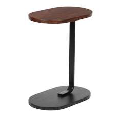 Mavon Oval Mango Wood End Table with Metal Frame in Black and Walnut - UK