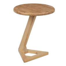 Mavon Round Mango Wood End Table in Oak - UK