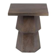 Mavon Square Mango Wood End Table in Walnut - UK