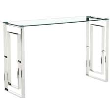 Maxon Clear Glass Console Table With Silver Metal Frame - UK