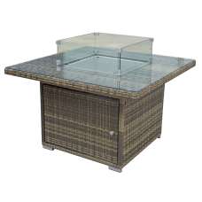 Maxton Rattan Garden Firepit Dining Table In Natural Brown - UK