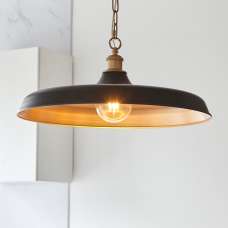 Mayetta Matt Black Metal Pendant Ceiling Light In Satin Gold - UK