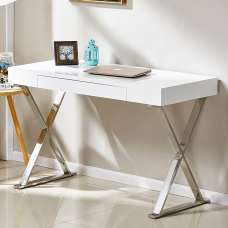 Mayline High Gloss Laptop Desk In White - UK