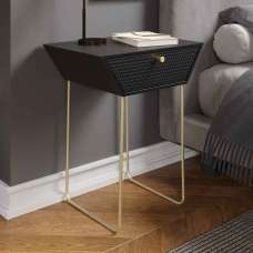 Mccall Metal Bedside Cabinet With 1 Drawer - Black And Gold - UK