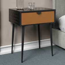 Mccall Metal Bedside Cabinet With Copper 1 Drawer - Black - UK