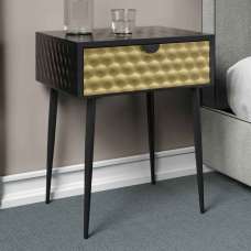 Mccall Metal Bedside Cabinet With Gold 1 Drawer - Black - UK