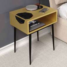 Mccall Wooden Bedside Cabinet With Black Legs - Gold - UK